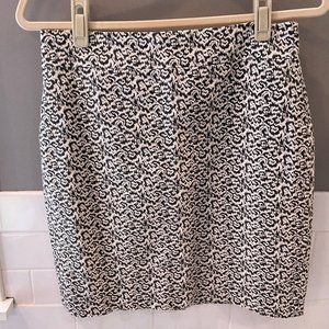 J. Crew Ikat Grey and White Pencil Skirt